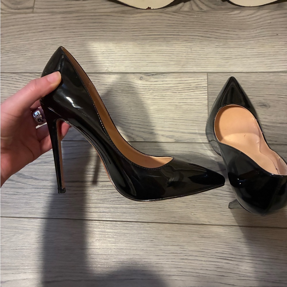 Patent Black Stiletto Heel Pumps